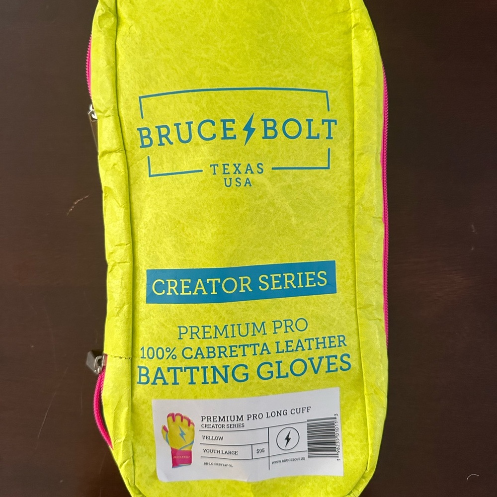 Bruce Bolt Yellow Batting Gloves